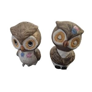 Sweet set of Owl salt and pepper shakers‎ Vtg 2.75" H1